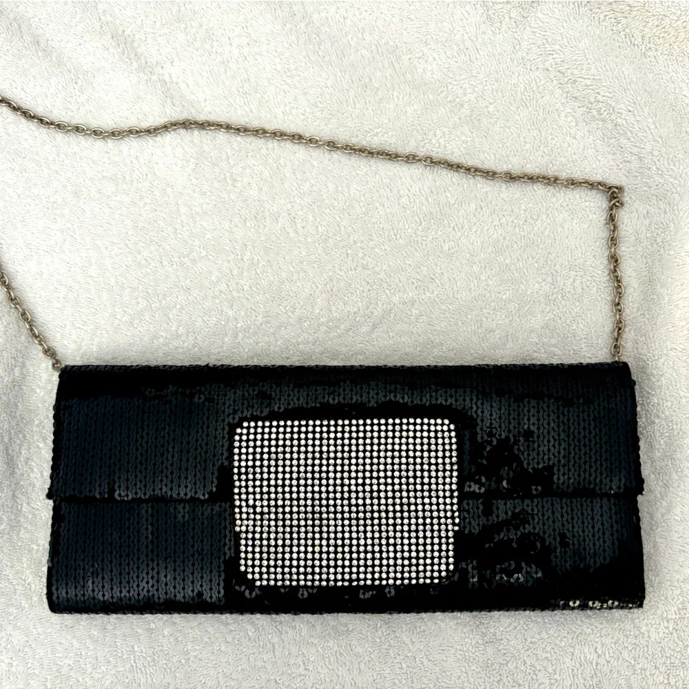 Sondra Roberts Black Sequin Rhinestone Purse - Picture 1 of 5